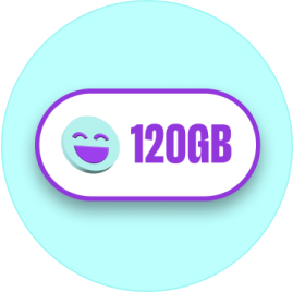 Smiling graphic associated with 120GB