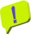 3D graphic of a speech bubble with an exclamation mark